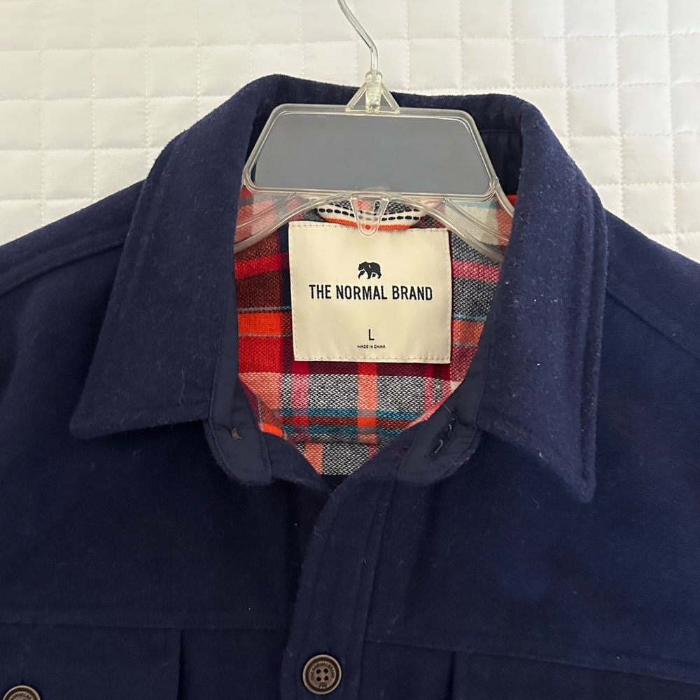The Normal Brand Brightside Flannel Lined Workwear Jacket in Navy -Large